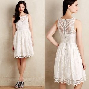 New Anthropologie Maeve White Pineapple Lace Dress with Pockets